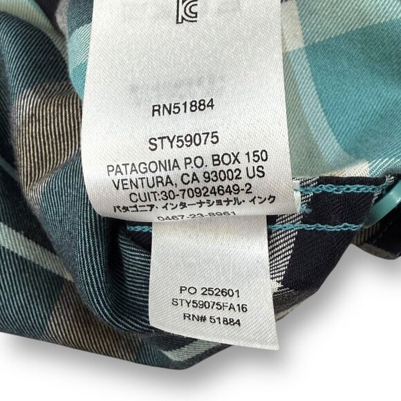 Patagonia Flannel Shirt Womens Sz M Blue Organic Cotton 1/2 Button LS Pullover - Picture 10 of 10